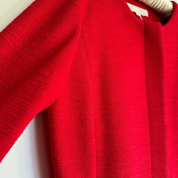 EUC Emerson Rose Ruffle Sleeve Long Jacket red Xmas Christmas holidays long coat - Picture 14 of 15